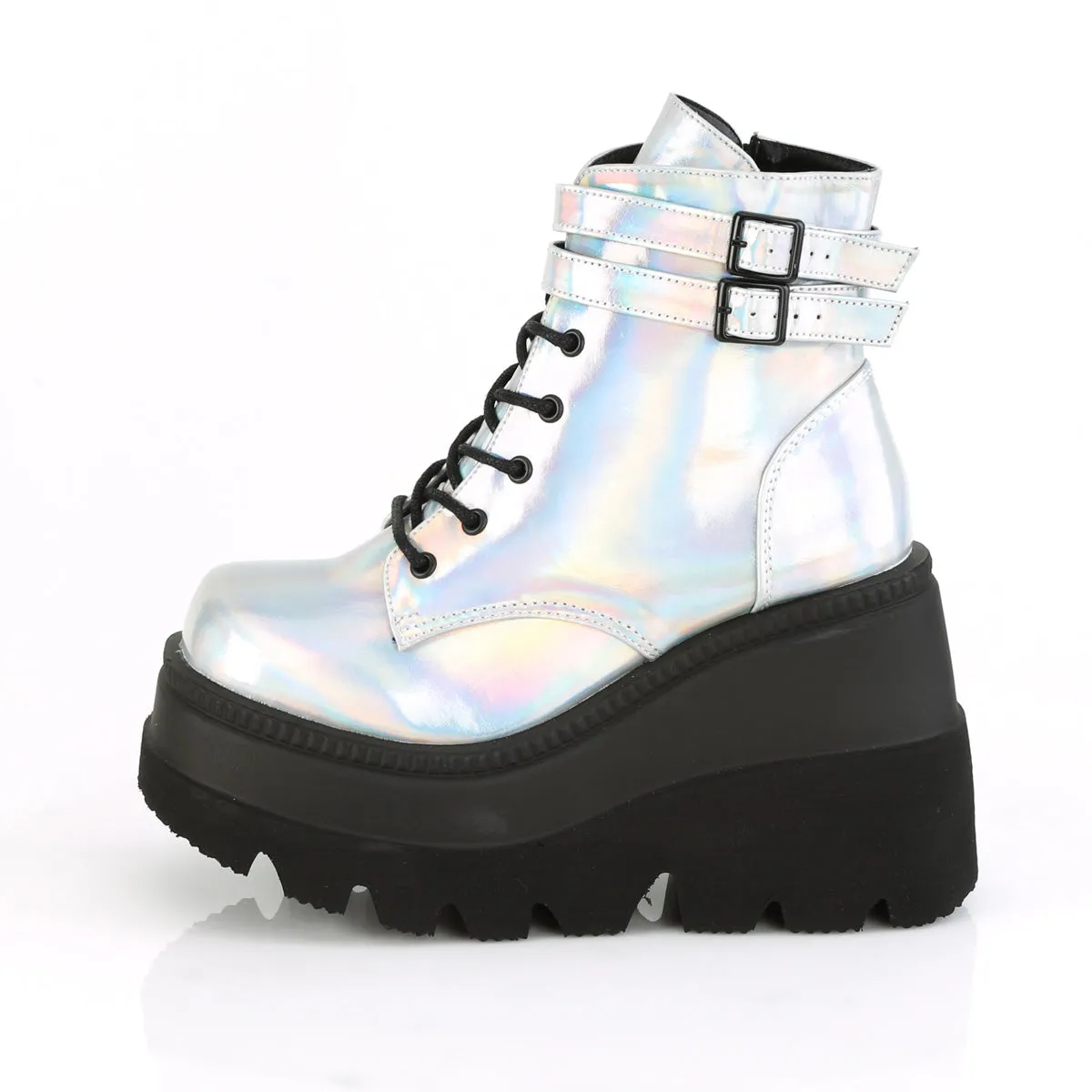 4 Inch Wedge Platform SHAKER-52 Silver Hologram