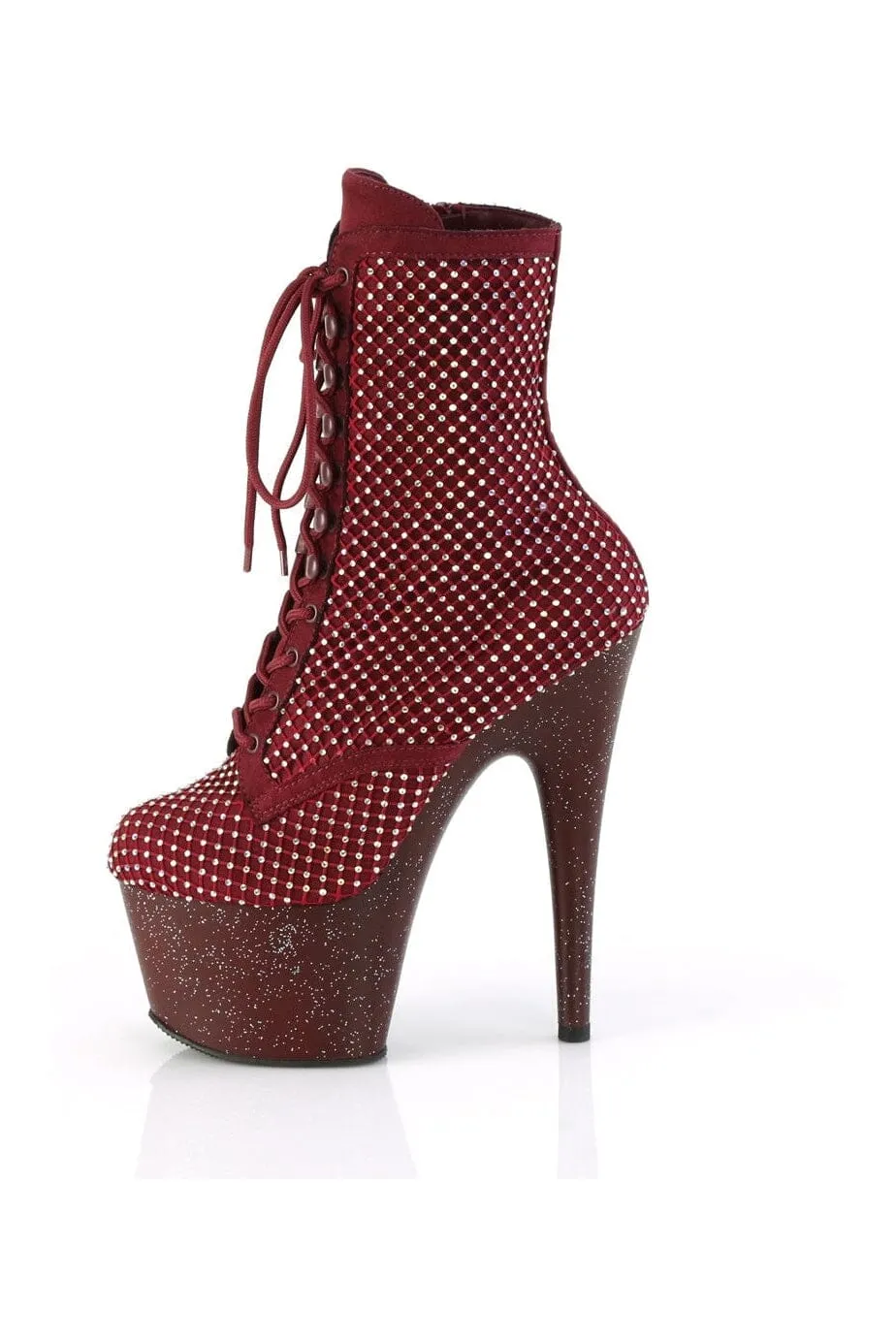 ADORE-1020RM Burgundy Faux Suede Ankle Boot