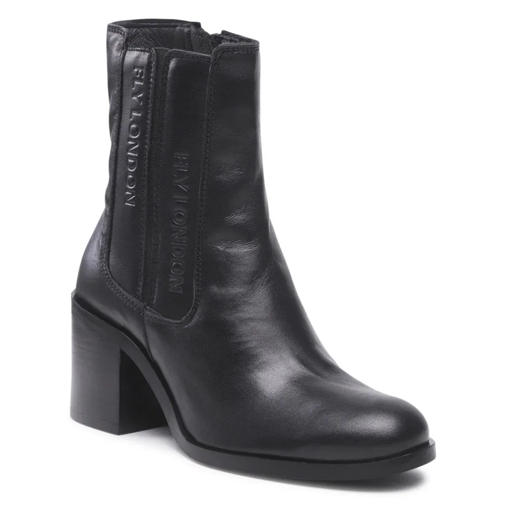 Amel913Fly Leather Zip Up Women's Block Heel Boots