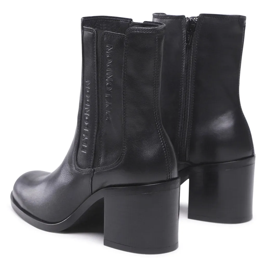 Amel913Fly Leather Zip Up Women's Block Heel Boots