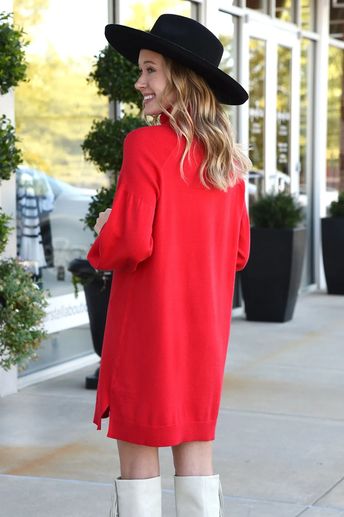 ARIANNE TURTLENECK SWEATER DRESS -RED