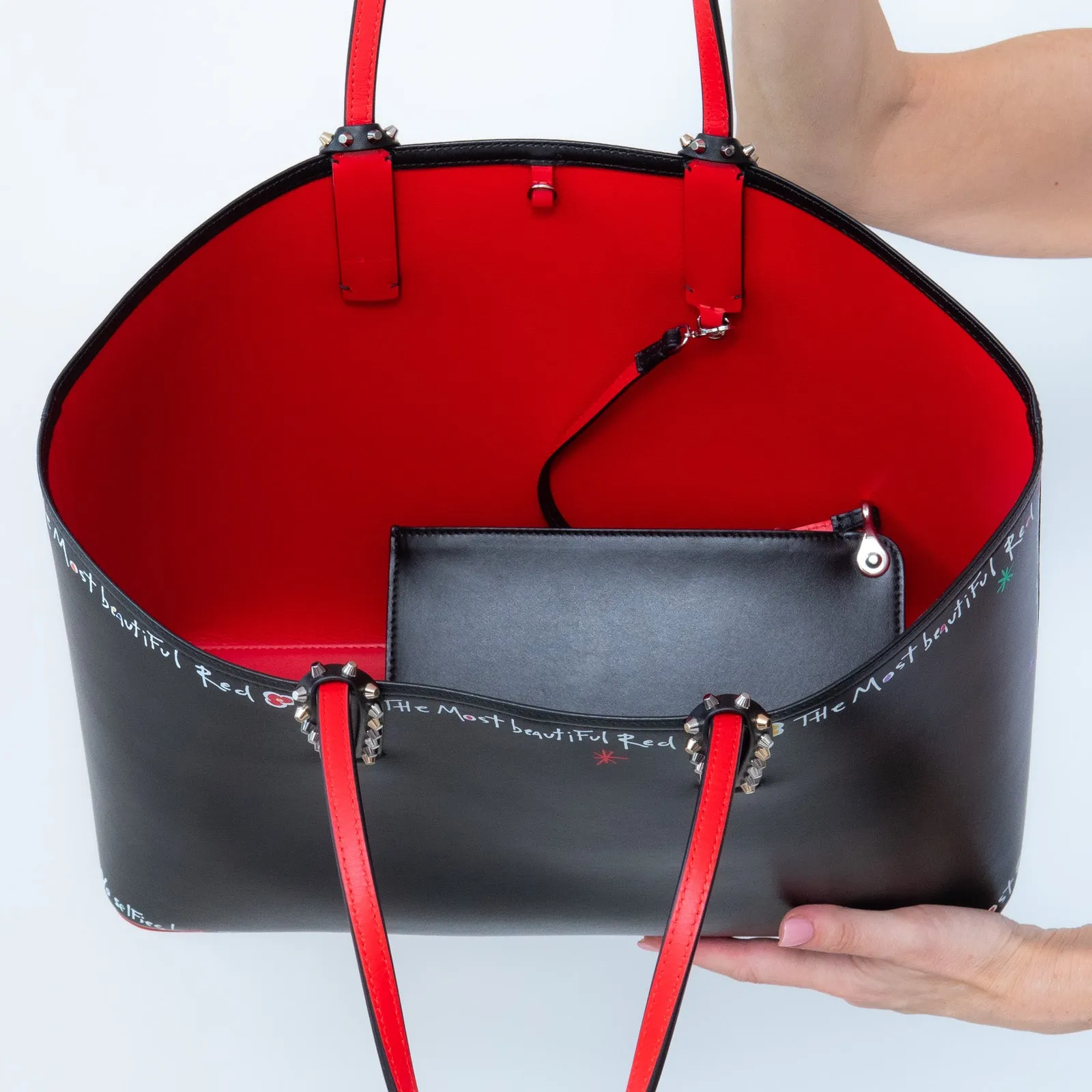 Christian Louboutin  Black Beautiful Red Cabata Tote Bag