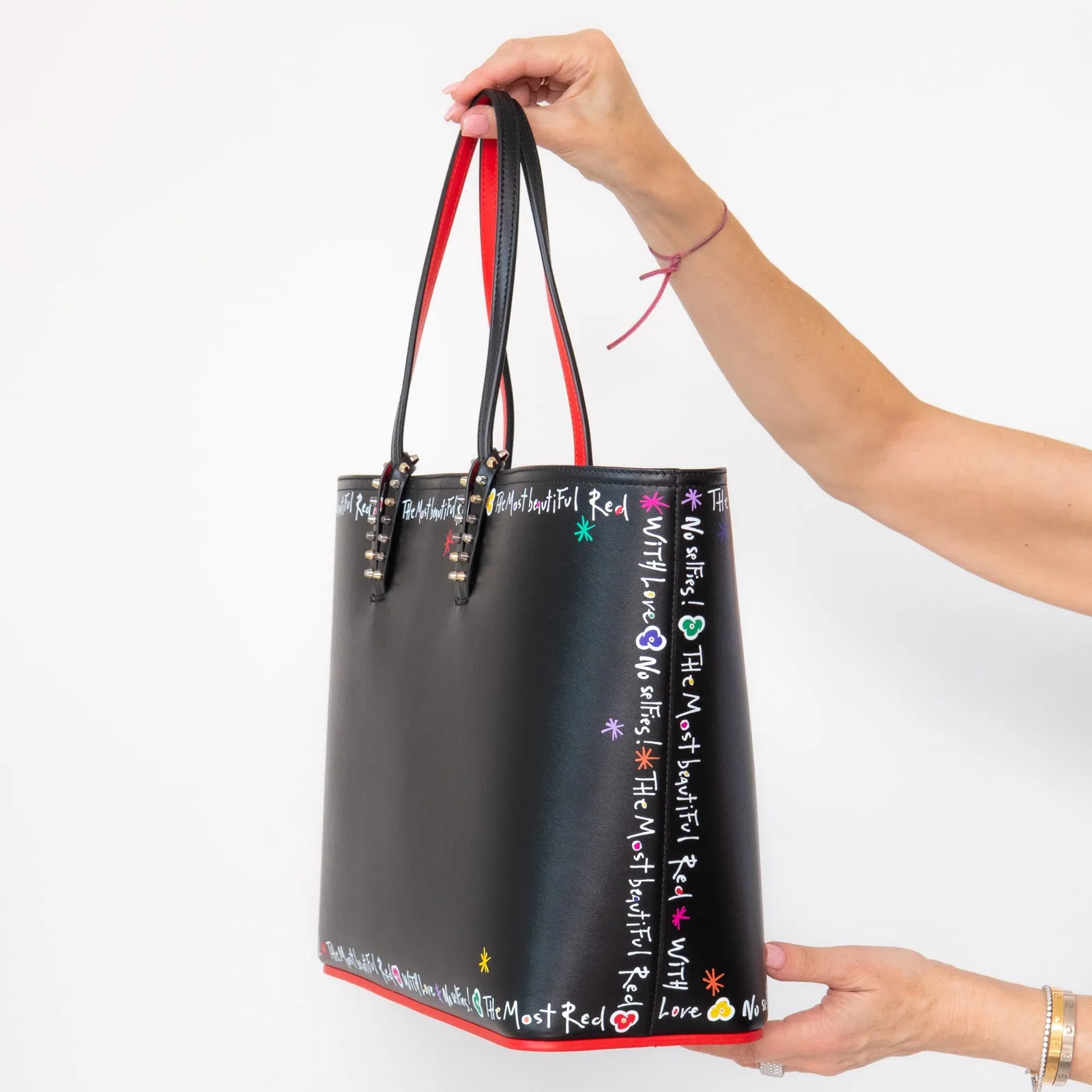 Christian Louboutin  Black Beautiful Red Cabata Tote Bag