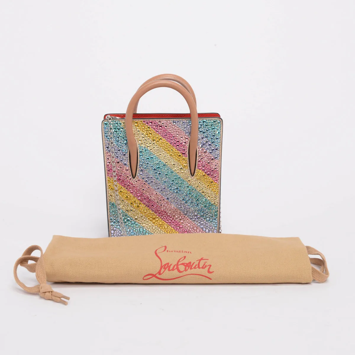 Christian Louboutin Rainbow Strass Crystal Nano Paloma Tote