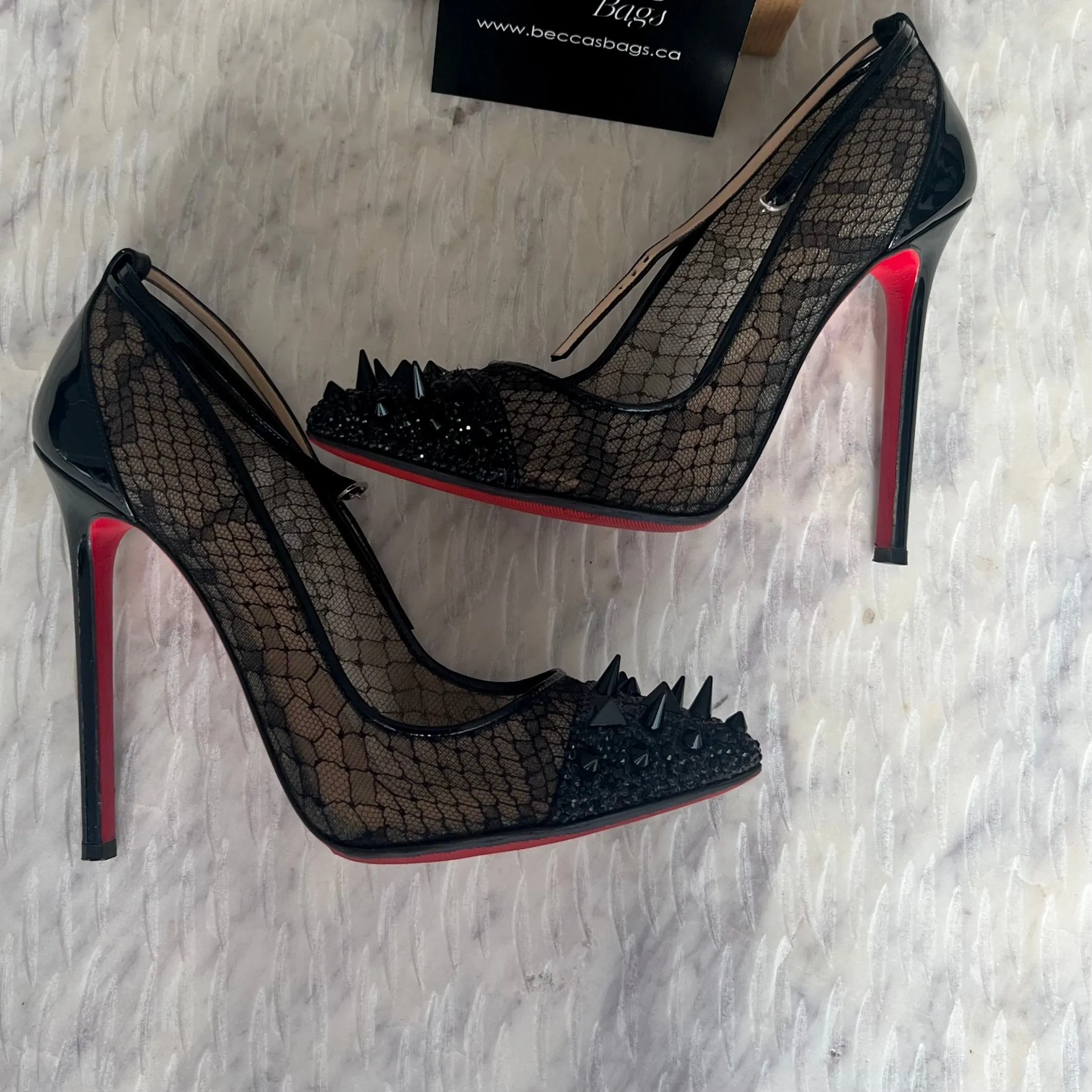 Christian Louboutin Spike Black Patent Heels