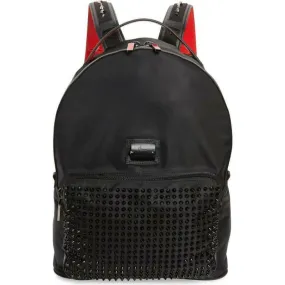 Christian Louboutin Spiked Backloubi Black Canvas Backpack