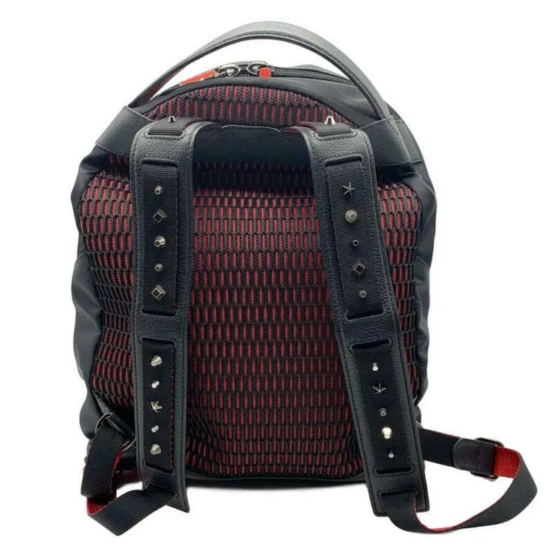 Christian Louboutin Spiked Backloubi Black Canvas Backpack