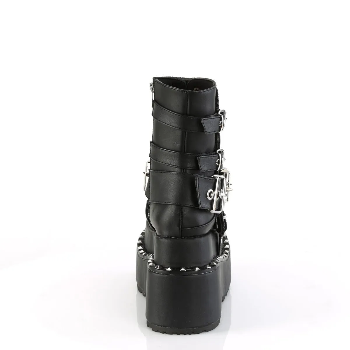 Demonia BEAR-150 | Black Vegan Leather Ankle Boots