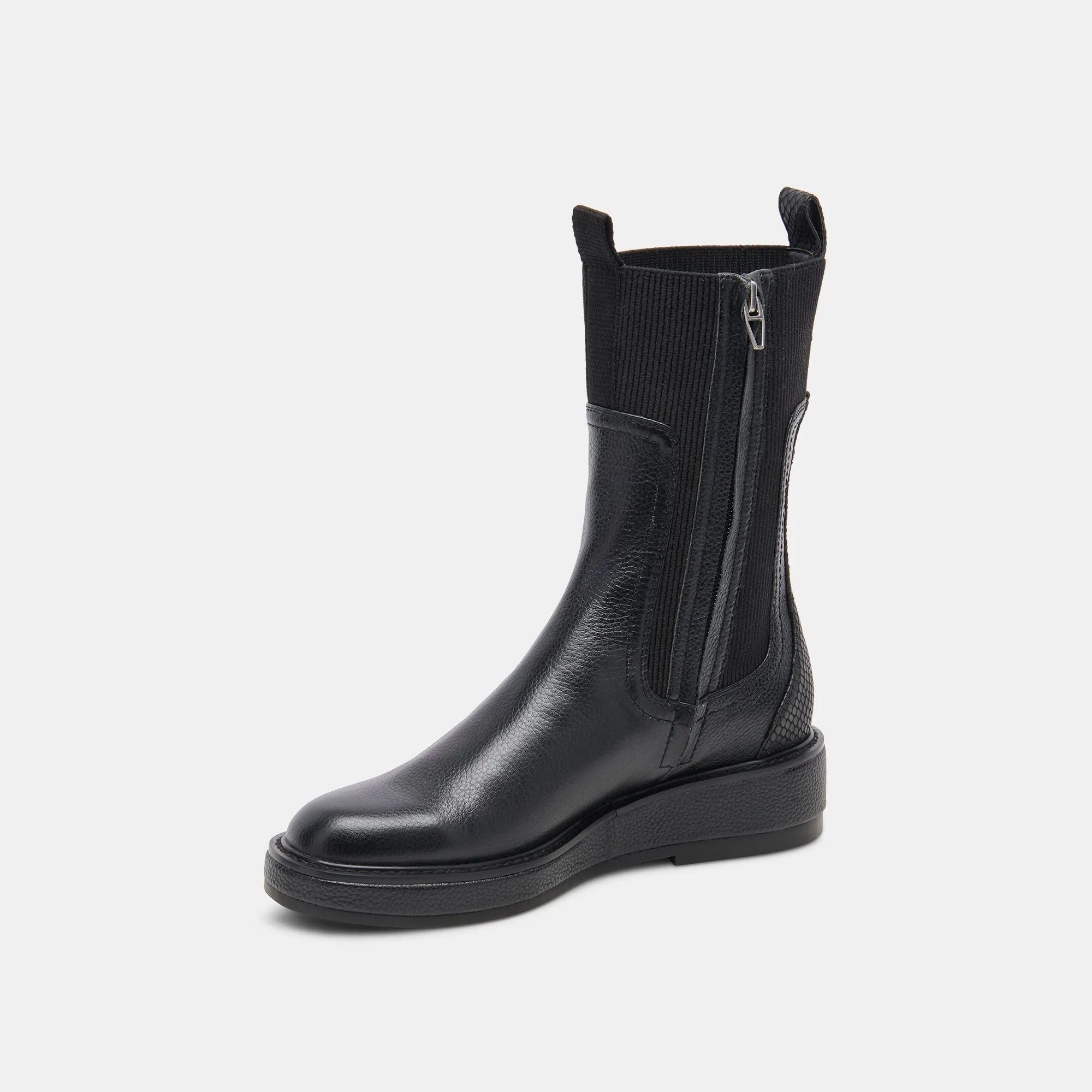 ELYSE H2O WIDE BOOTS BLACK LEATHER - re:vita