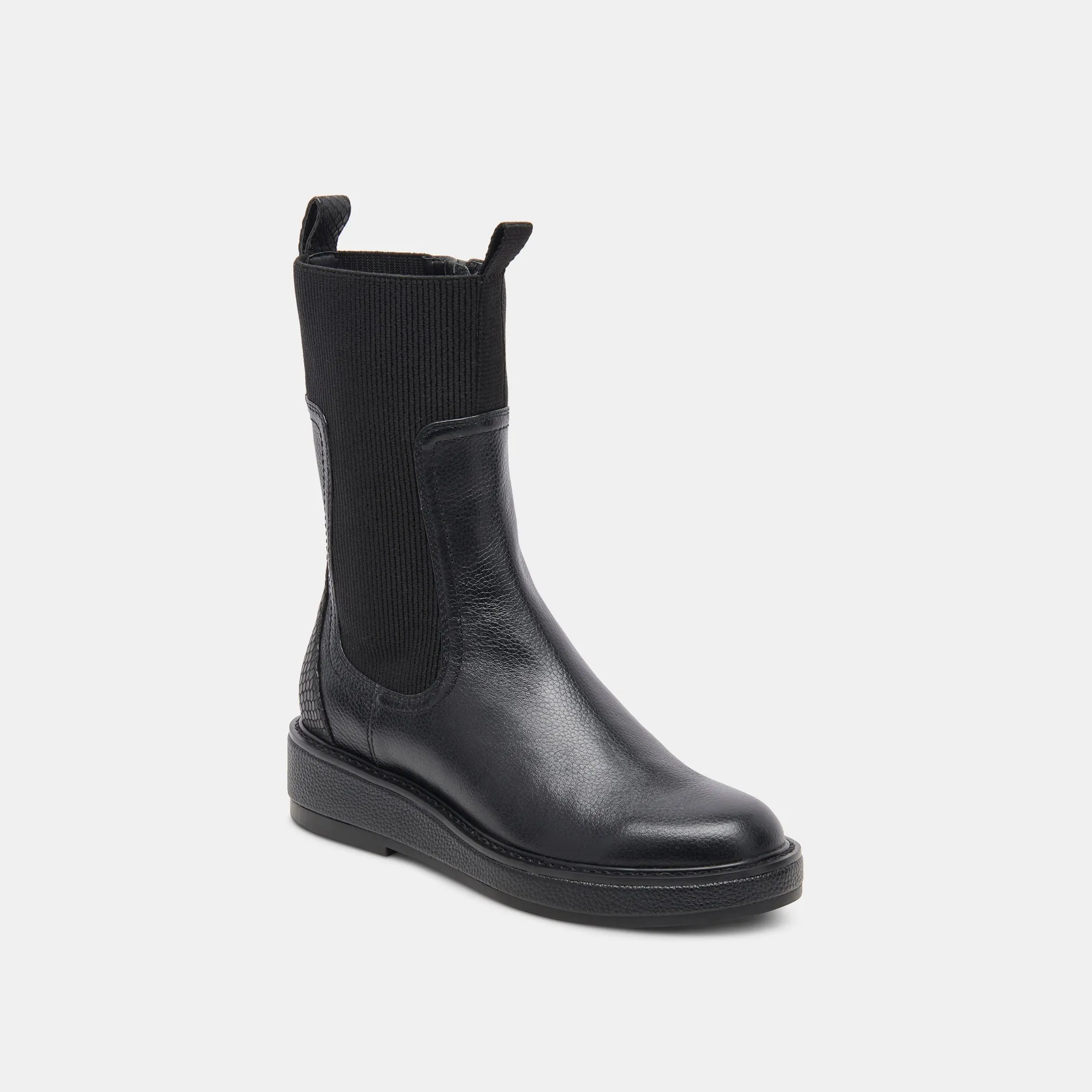 ELYSE H2O WIDE BOOTS BLACK LEATHER - re:vita