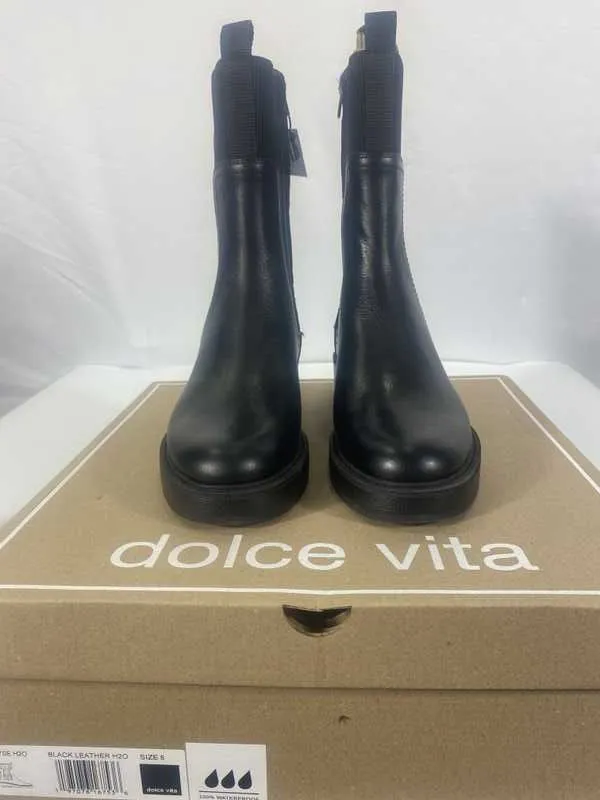 ELYSE H2O WIDE BOOTS BLACK LEATHER - re:vita