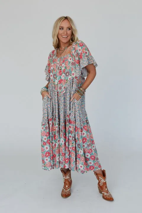 Garden Grace Wing Sleeve Dress - Sage