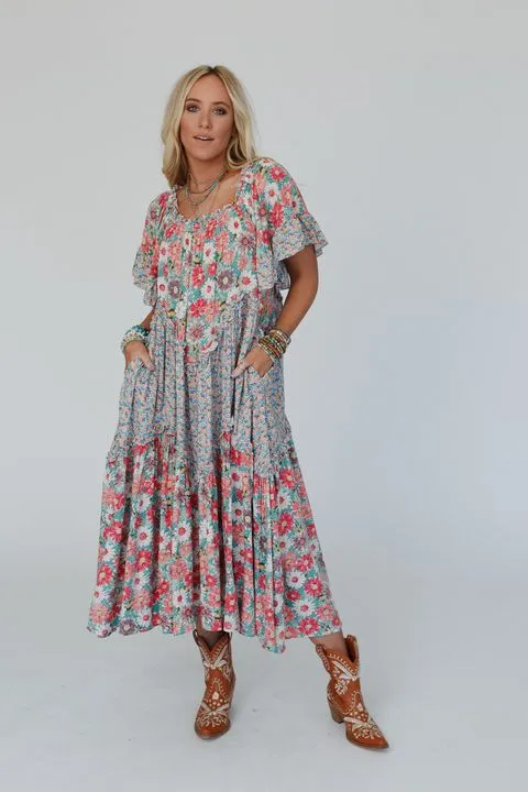 Garden Grace Wing Sleeve Dress - Sage