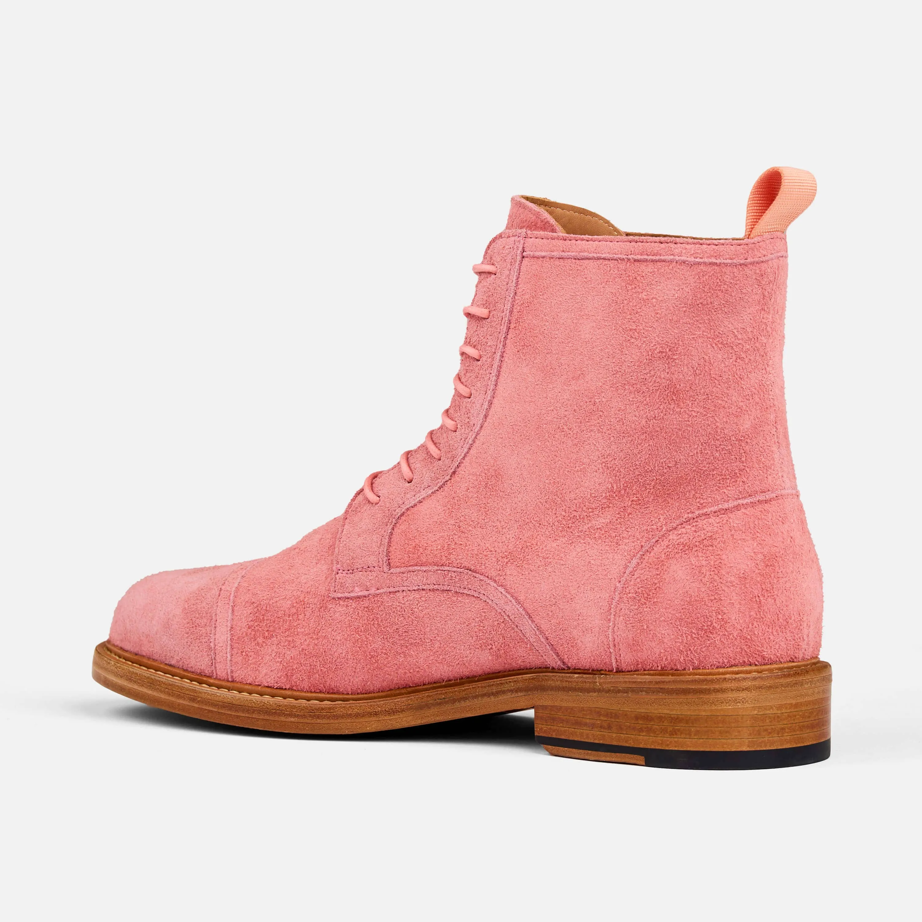 Lincoln Rose Pink Suede Cap Toe Boots