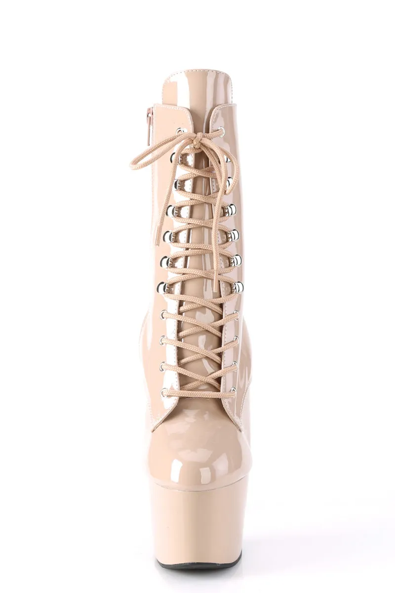 Pleaser USA Adore-1020 7inch Pleaser Boots - Patent Beige