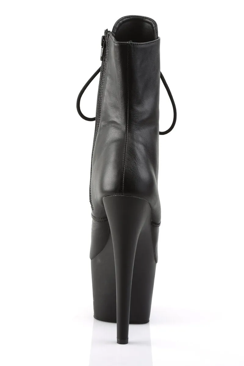 Pleaser USA Adore-1020 7inch Real Leather Pleaser Boots - Matte Black