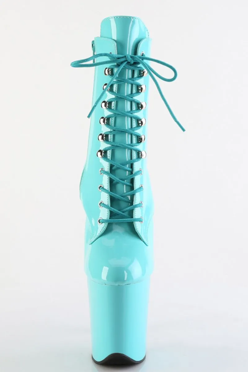 Pleaser USA Flamingo-1020 8inch Pleaser Boots - Patent Aqua