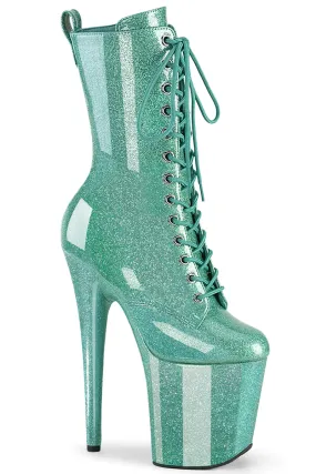 Pleaser USA Flamingo-1040GP 8inch Pleaser Boots - Aqua Glitter