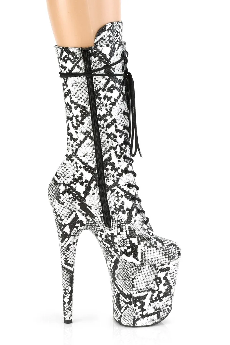 Pleaser USA Flamingo-1050SP 8inch Pleaser Boots - White Snake