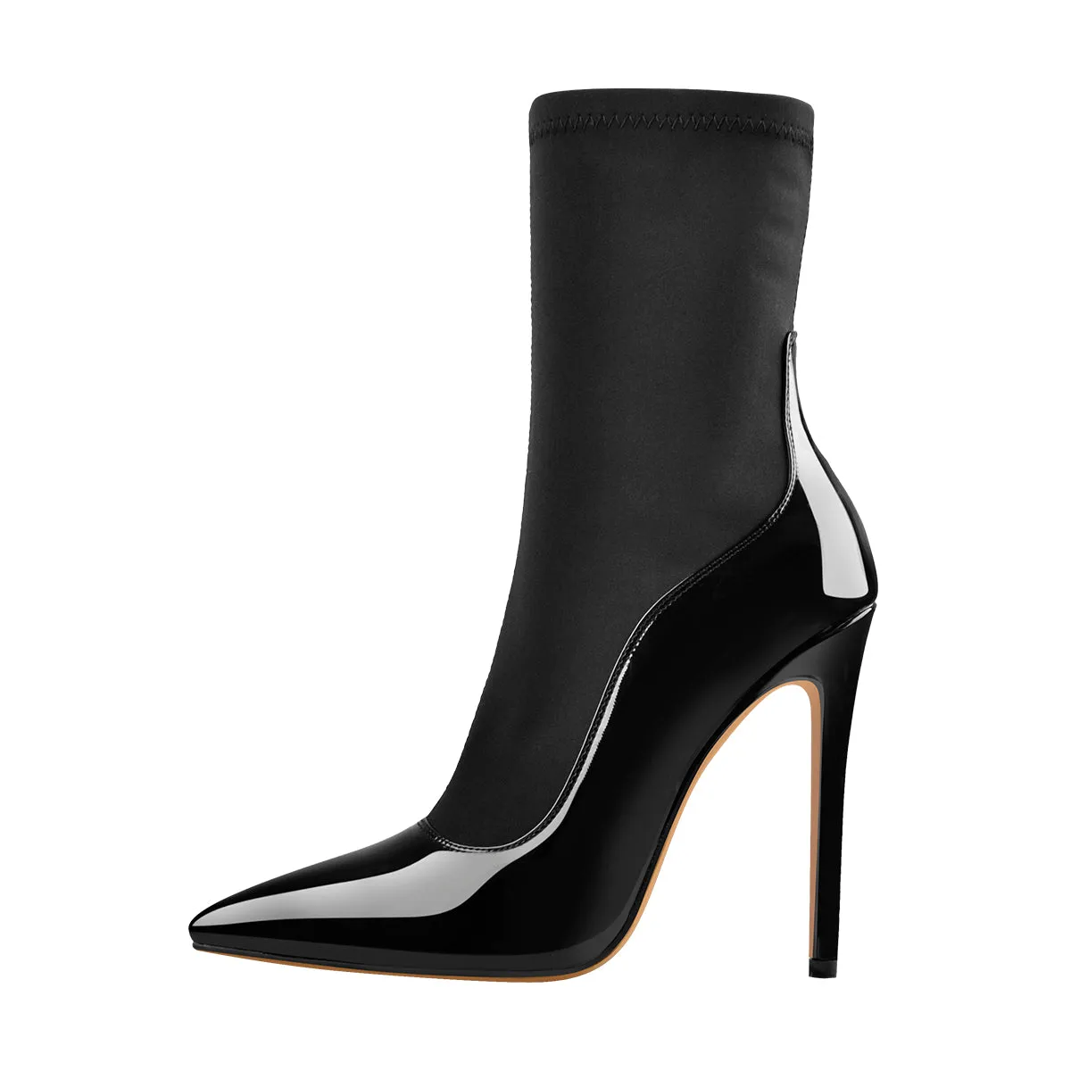 Pointed Toe Minimalistic Stretch Stiletto Ankle Boots