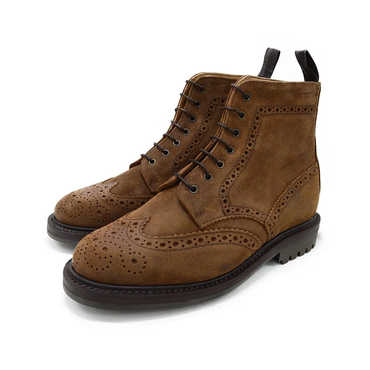 Sanders Cheltenham- Snuff Waxy Suede Brogue Boot