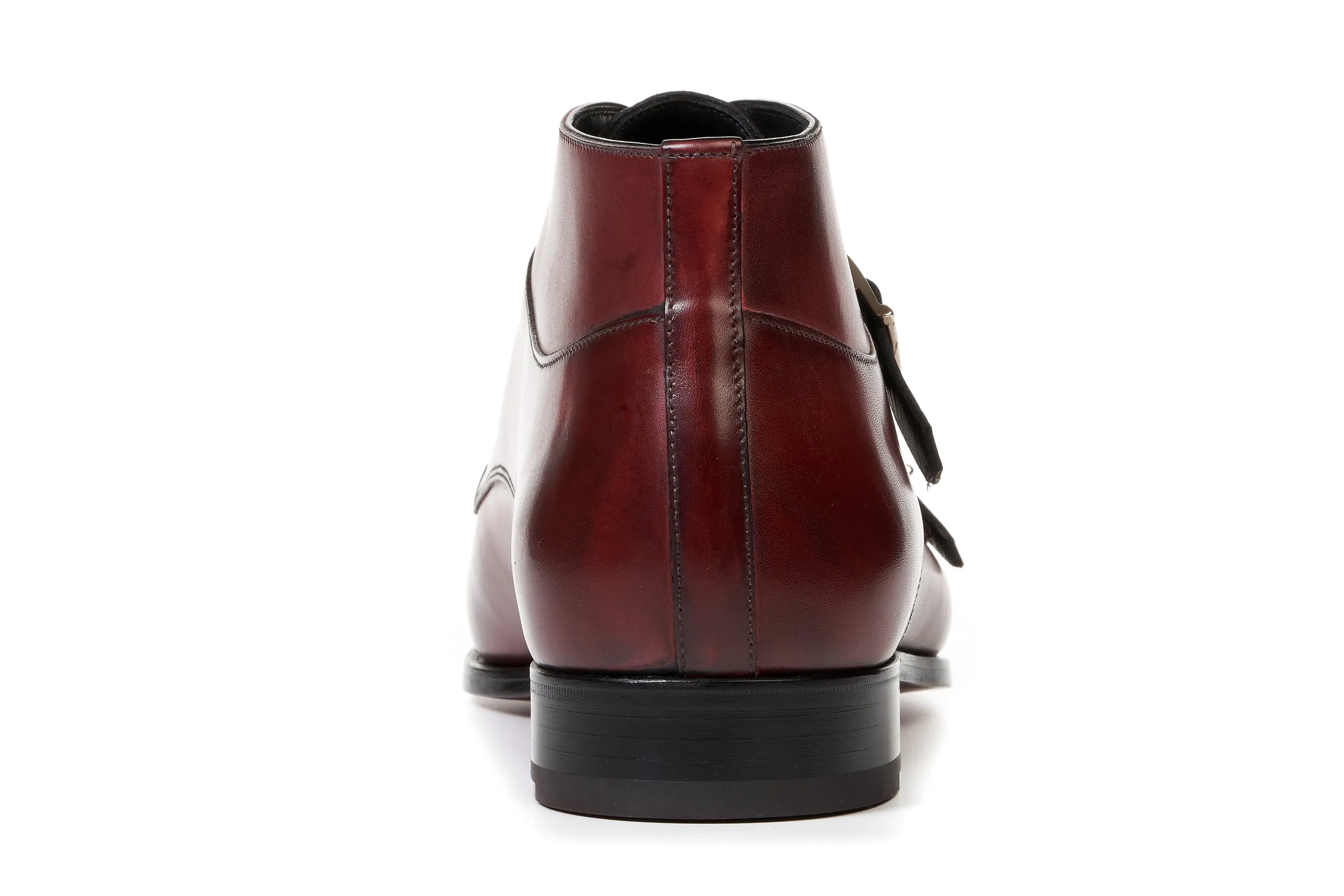 The Heston Double Monk Strap Boot - Oxblood