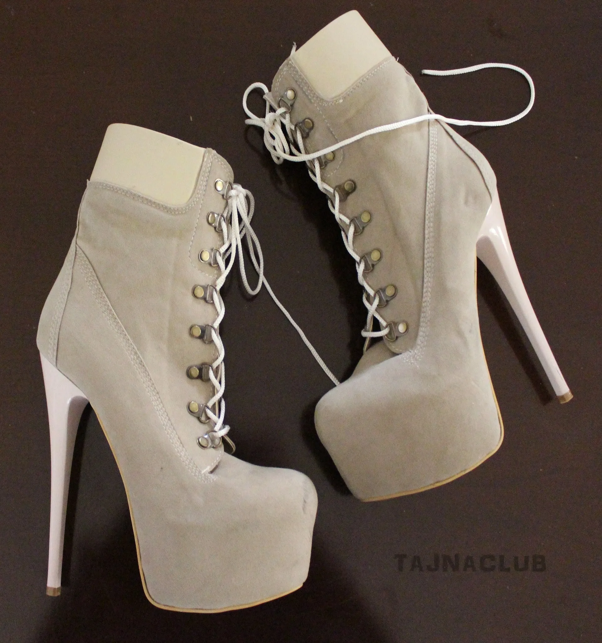 Timber Style Cream Lace Up Boots