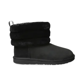 UGG Fluff Mini Quilted Black Boots - Youth