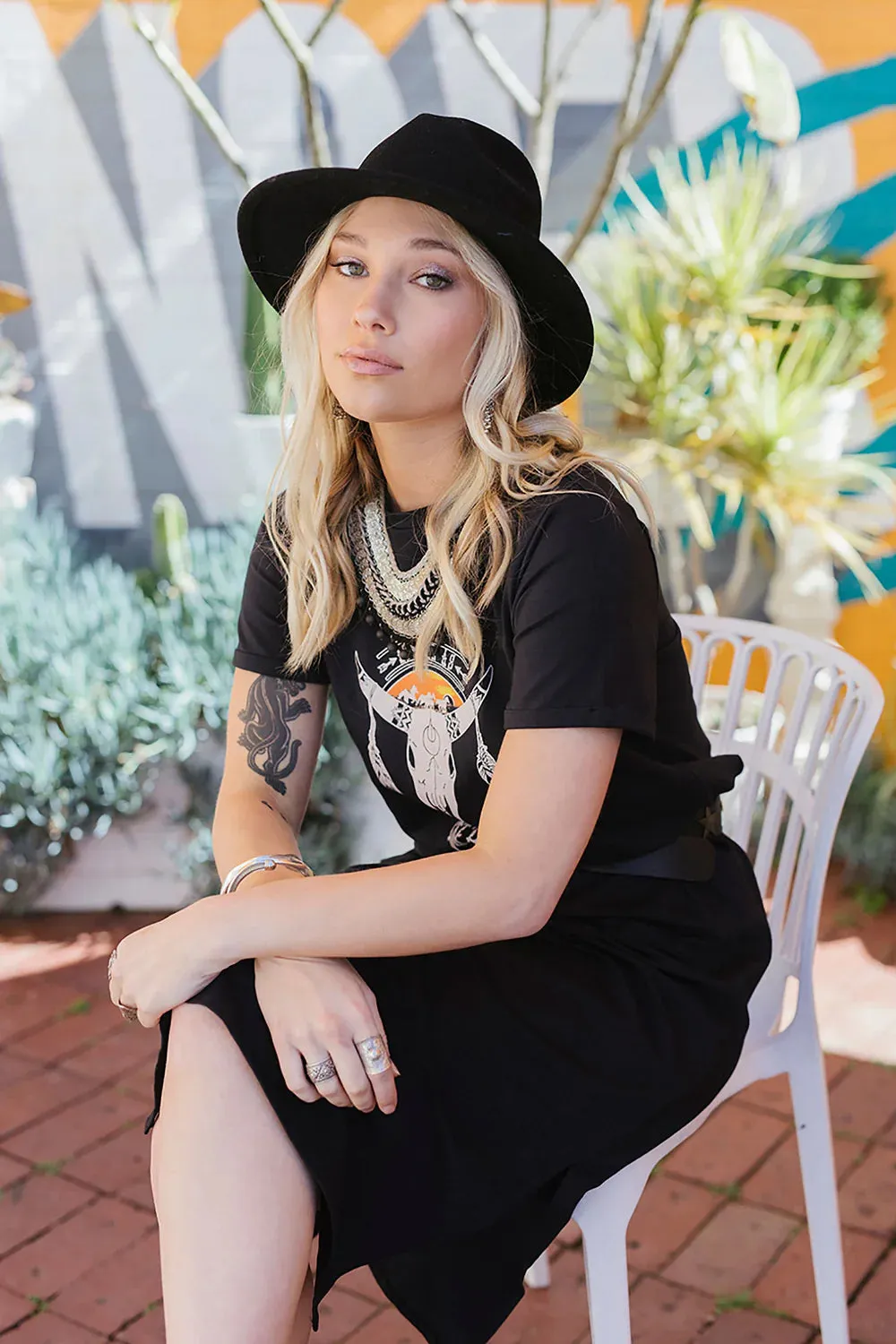 Wild West Tee Dress - Charcoal - LAST ONE